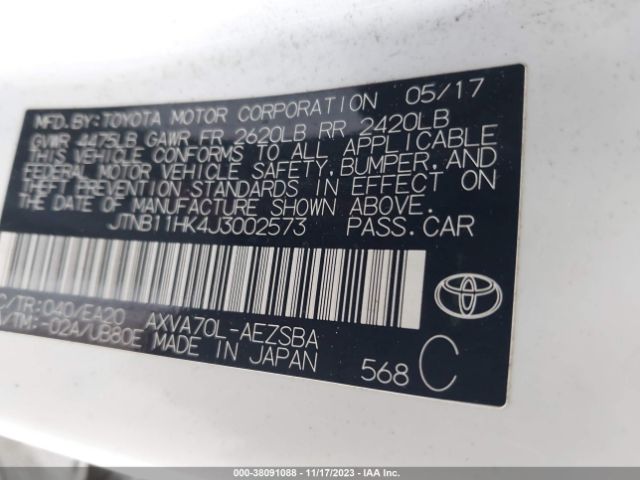 Photo 8 VIN: JTNB11HK4J3002573 - TOYOTA CAMRY 