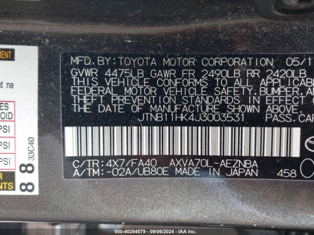 Photo 8 VIN: JTNB11HK4J3003531 - TOYOTA CAMRY 