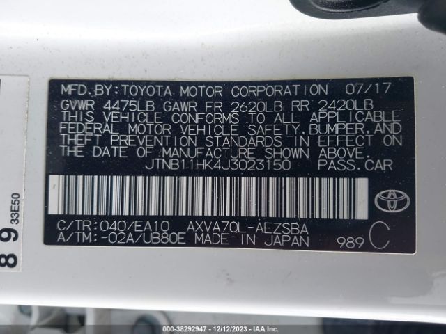 Photo 8 VIN: JTNB11HK4J3023150 - TOYOTA CAMRY 