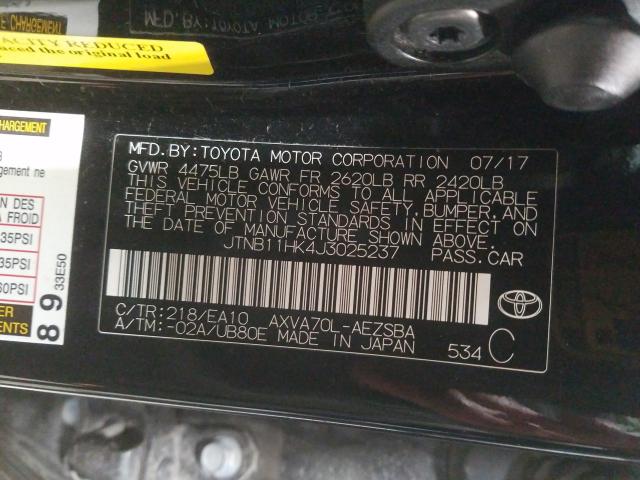 Photo 9 VIN: JTNB11HK4J3025237 - TOYOTA CAMRY L 