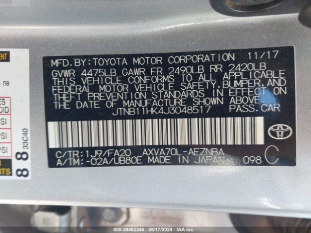 Photo 8 VIN: JTNB11HK4J3048517 - TOYOTA CAMRY 