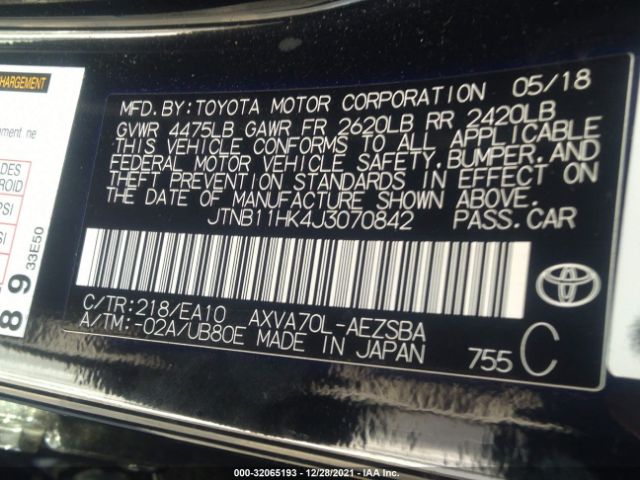 Photo 8 VIN: JTNB11HK4J3070842 - TOYOTA CAMRY 