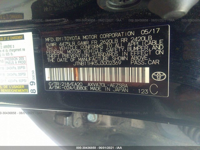 Photo 8 VIN: JTNB11HK5J3002369 - TOYOTA CAMRY 