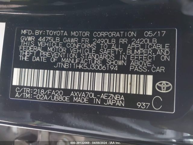 Photo 8 VIN: JTNB11HK5J3006194 - TOYOTA CAMRY 