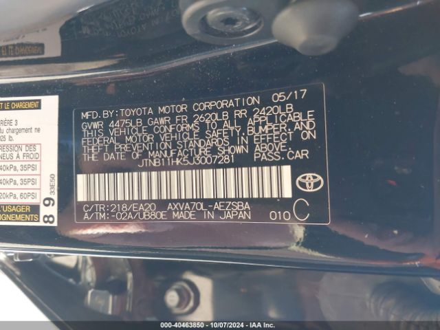 Photo 8 VIN: JTNB11HK5J3007281 - TOYOTA CAMRY 