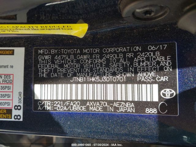 Photo 8 VIN: JTNB11HK5J3010701 - TOYOTA CAMRY 