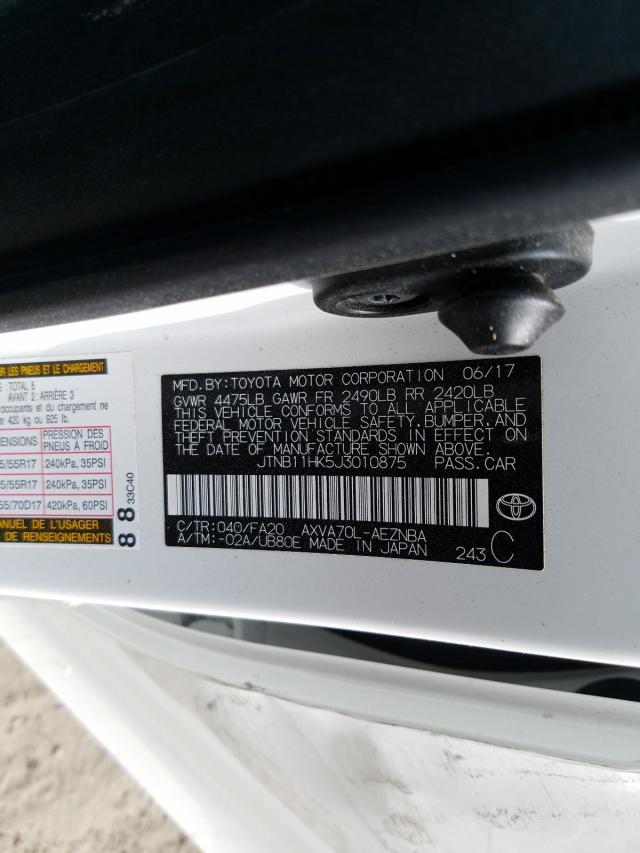 Photo 9 VIN: JTNB11HK5J3010875 - TOYOTA CAMRY L 