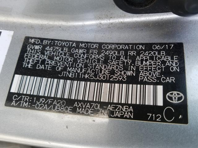 Photo 9 VIN: JTNB11HK5J3012593 - TOYOTA CAMRY L 