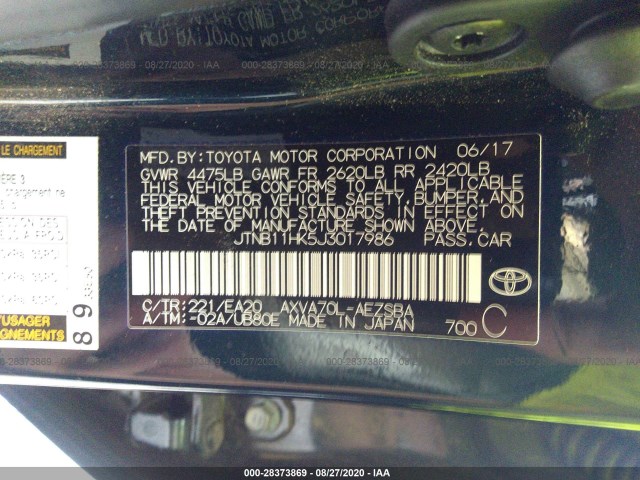 Photo 8 VIN: JTNB11HK5J3017986 - TOYOTA CAMRY 