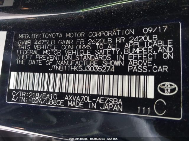 Photo 8 VIN: JTNB11HK5J3035274 - TOYOTA CAMRY 