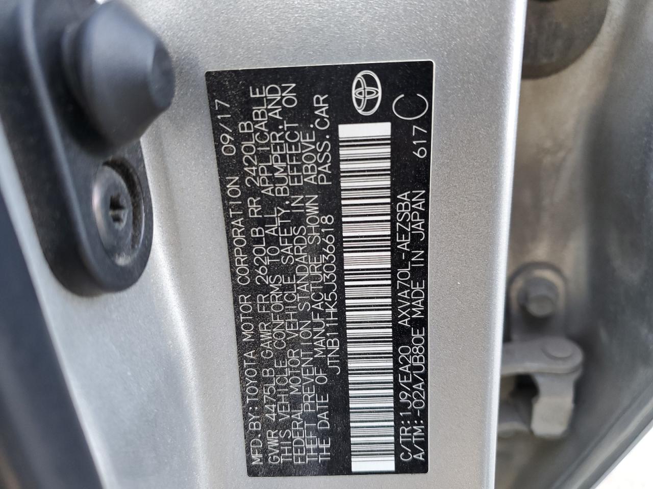 Photo 11 VIN: JTNB11HK5J3036618 - TOYOTA CAMRY 