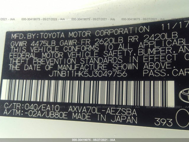 Photo 8 VIN: JTNB11HK5J3049756 - TOYOTA CAMRY 