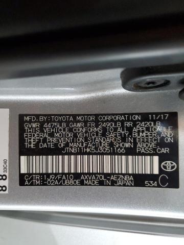 Photo 12 VIN: JTNB11HK5J3051166 - TOYOTA CAMRY L 