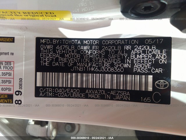 Photo 8 VIN: JTNB11HK6J3008360 - TOYOTA CAMRY 