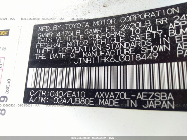 Photo 8 VIN: JTNB11HK6J3018449 - TOYOTA CAMRY 