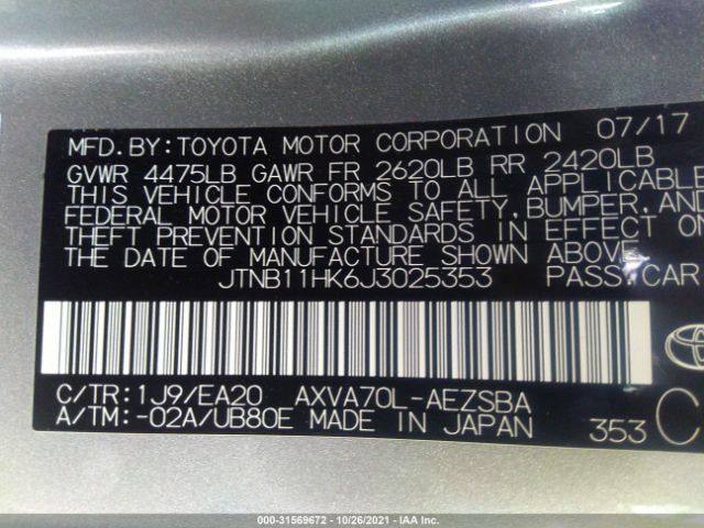 Photo 8 VIN: JTNB11HK6J3025353 - TOYOTA CAMRY 