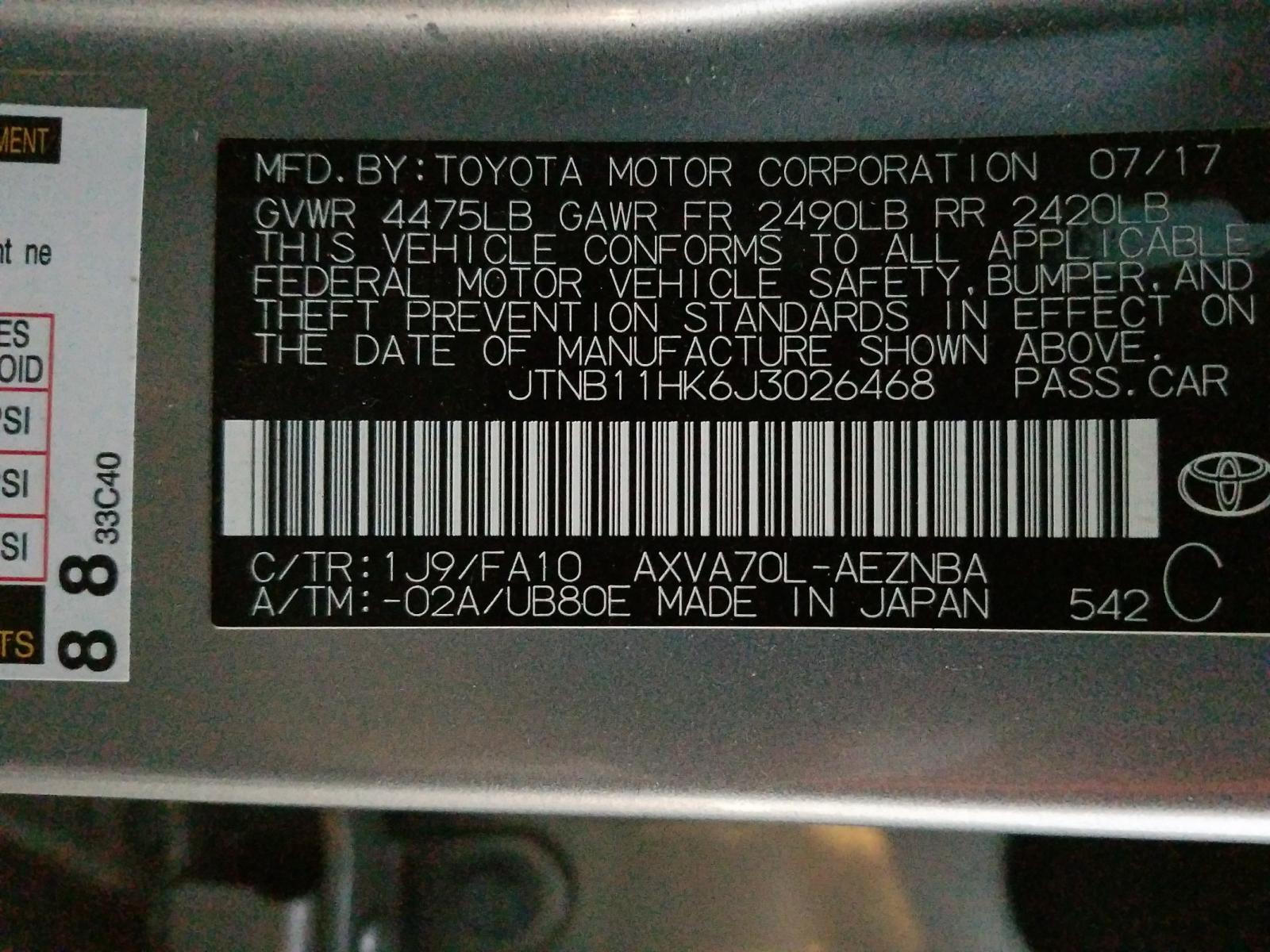 Photo 9 VIN: JTNB11HK6J3026468 - TOYOTA CAMRY L 