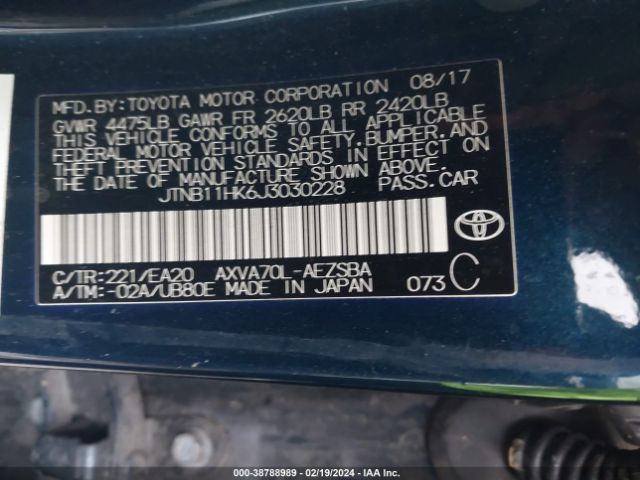 Photo 8 VIN: JTNB11HK6J3030228 - TOYOTA CAMRY 