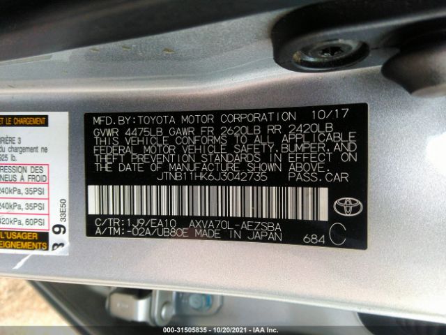 Photo 8 VIN: JTNB11HK6J3042735 - TOYOTA CAMRY 