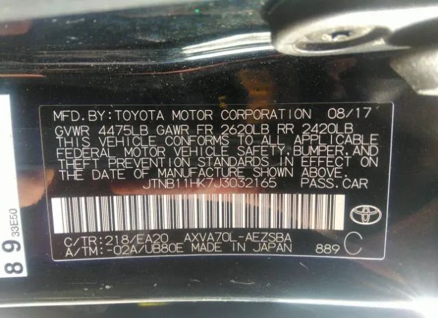 Photo 8 VIN: JTNB11HK7J3032165 - TOYOTA CAMRY 