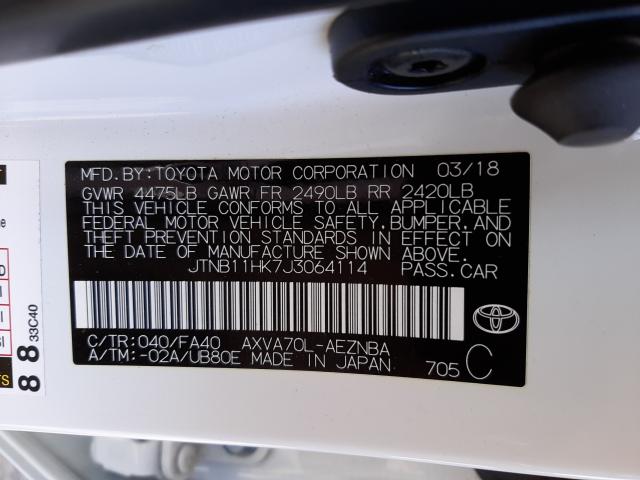 Photo 9 VIN: JTNB11HK7J3064114 - TOYOTA CAMRY L 