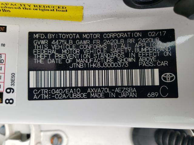 Photo 9 VIN: JTNB11HK8J3000373 - TOYOTA CAMRY SE 