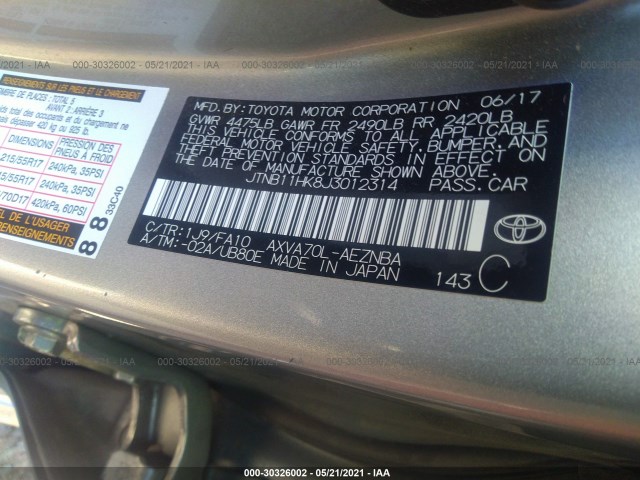 Photo 8 VIN: JTNB11HK8J3012314 - TOYOTA CAMRY 