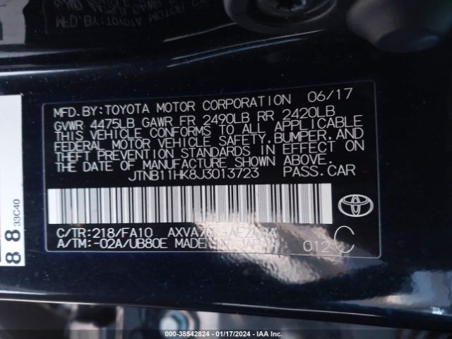 Photo 8 VIN: JTNB11HK8J3013723 - TOYOTA CAMRY 