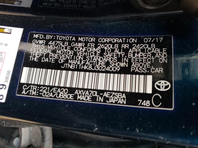 Photo 9 VIN: JTNB11HK8J3024009 - TOYOTA CAMRY L 