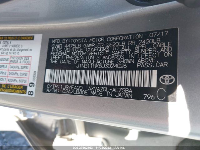 Photo 8 VIN: JTNB11HK8J3024026 - TOYOTA CAMRY 