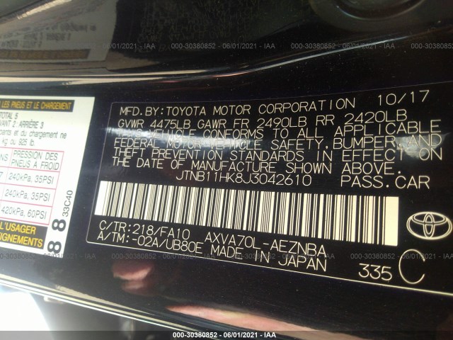 Photo 8 VIN: JTNB11HK8J3042610 - TOYOTA CAMRY 