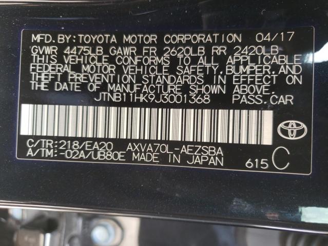 Photo 9 VIN: JTNB11HK9J3001368 - TOYOTA CAMRY L 