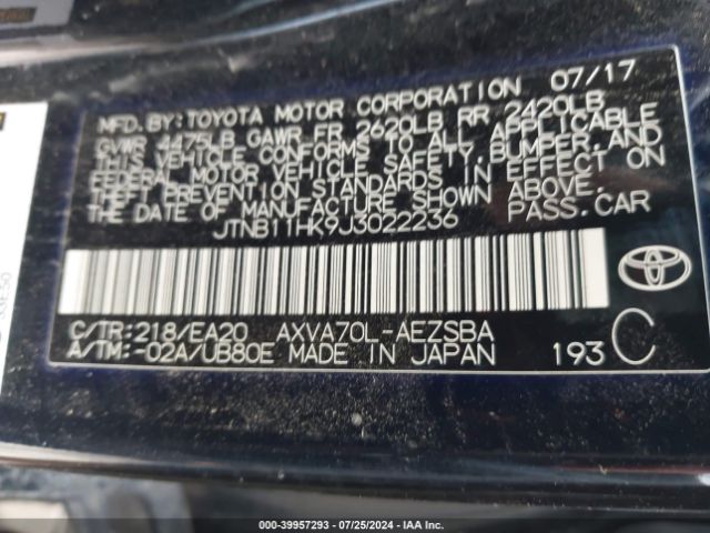 Photo 8 VIN: JTNB11HK9J3022236 - TOYOTA CAMRY 