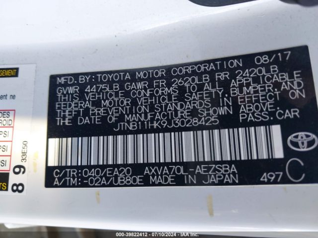 Photo 8 VIN: JTNB11HK9J3028425 - TOYOTA CAMRY 