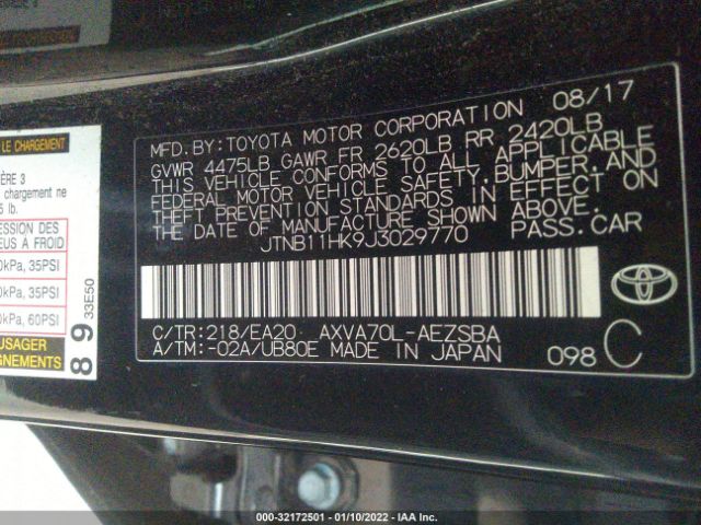 Photo 8 VIN: JTNB11HK9J3029770 - TOYOTA CAMRY 