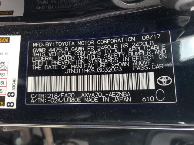 Photo 9 VIN: JTNB11HK9J3032023 - TOYOTA CAMRY L 