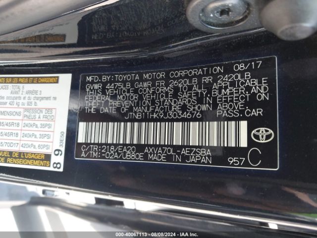 Photo 8 VIN: JTNB11HK9J3034676 - TOYOTA CAMRY 