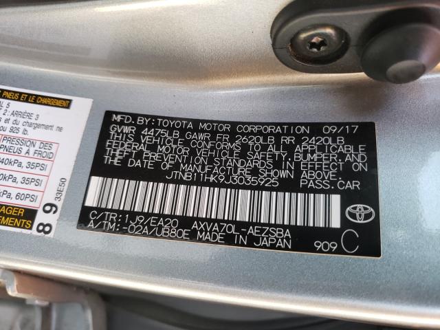 Photo 9 VIN: JTNB11HK9J3035925 - TOYOTA CAMRY L 