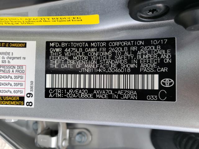 Photo 9 VIN: JTNB11HK9J3046018 - TOYOTA CAMRY L 