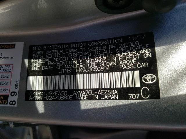 Photo 9 VIN: JTNB11HK9J3050604 - TOYOTA CAMRY L 