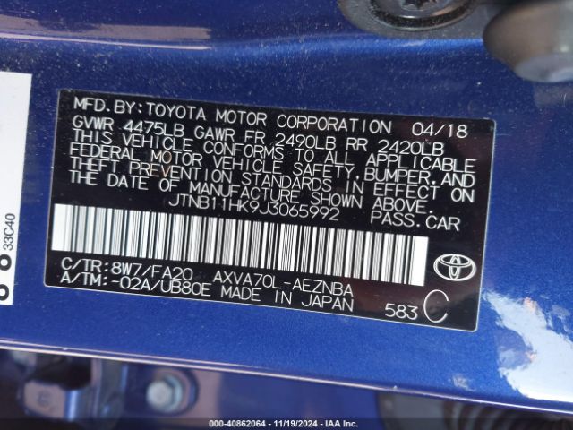 Photo 8 VIN: JTNB11HK9J3065992 - TOYOTA CAMRY 