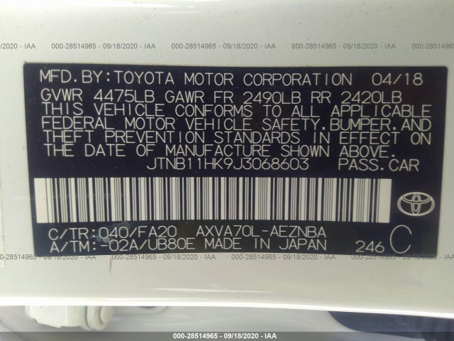 Photo 8 VIN: JTNB11HK9J3068603 - TOYOTA CAMRY 