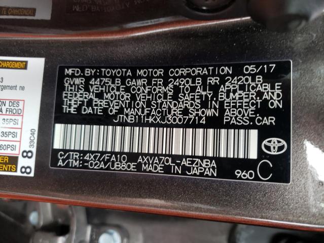 Photo 11 VIN: JTNB11HKXJ3007714 - TOYOTA CAMRY L 