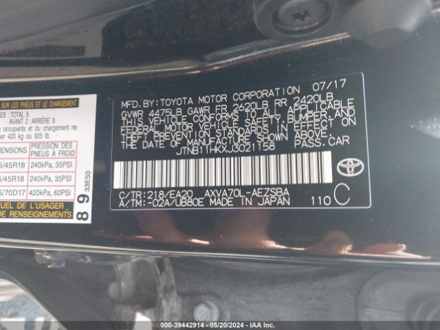 Photo 8 VIN: JTNB11HKXJ3021158 - TOYOTA CAMRY 