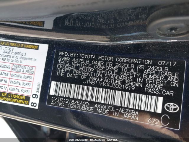 Photo 8 VIN: JTNB11HKXJ3021919 - TOYOTA CAMRY 