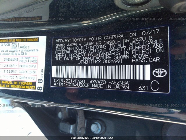 Photo 8 VIN: JTNB11HKXJ3026991 - TOYOTA CAMRY 