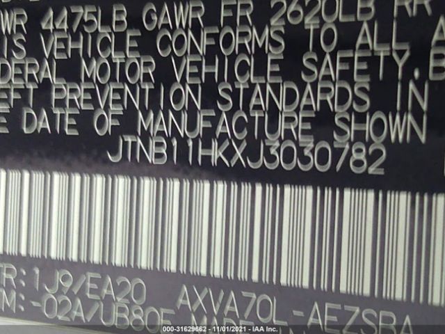 Photo 8 VIN: JTNB11HKXJ3030782 - TOYOTA CAMRY 