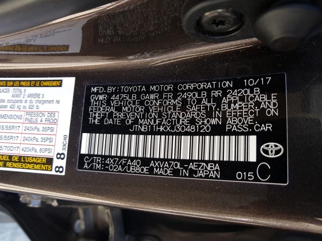 Photo 9 VIN: JTNB11HKXJ3048120 - TOYOTA CAMRY L 