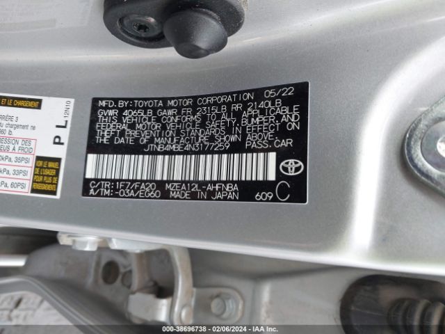 Photo 8 VIN: JTNB4MBE4N3177259 - TOYOTA COROLLA 