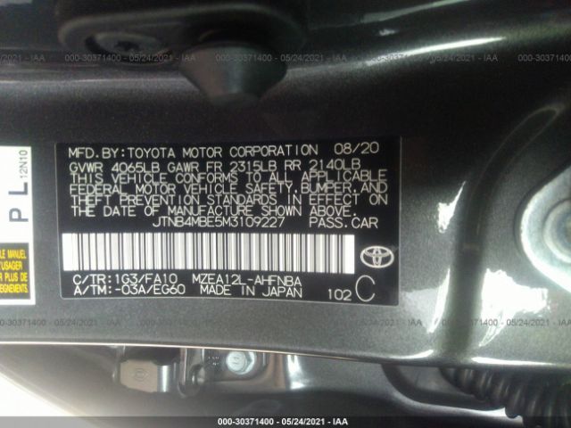 Photo 8 VIN: JTNB4MBE5M3109227 - TOYOTA COROLLA HATCHBACK 